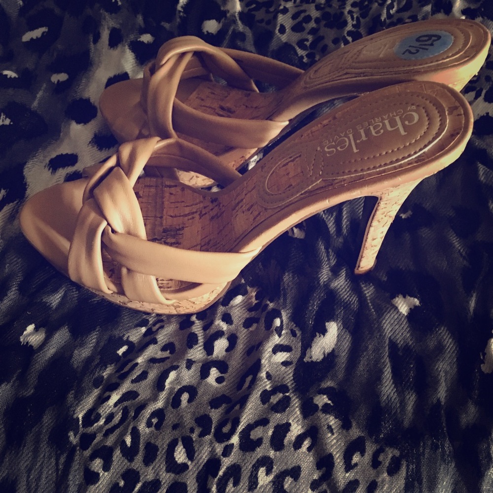 Charles David tan cork heels